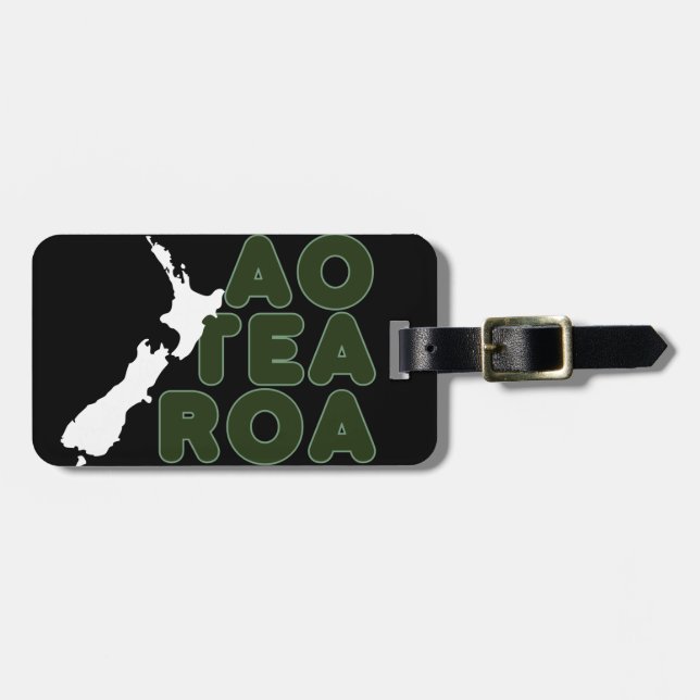AOTEAROA NEW ZEALAND LAND KARTA KIWI NZ BLACK BAGAGEBRICKA (Horisontell Framsida)