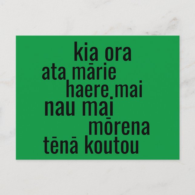 AOTEAROA NEW ZEALAND MĀORI LANGUAGE HÄLSNING KIWI VYKORT (Framsida)