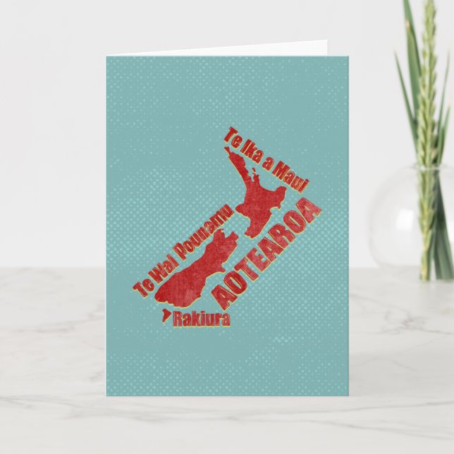 Aotearoa Nya Zeeland Karta Kort (Framsida)