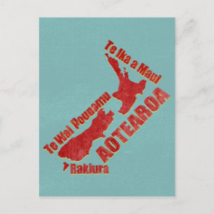 Aotearoa Nya Zeeland Karta Vykort