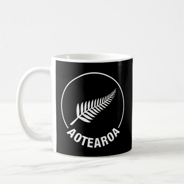 Aotearoa Nya Zeeland Silver Fern Kiwi Maori Nz Spo Kaffemugg (Vänster)