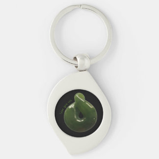 Aotearoa NZ Greenstone Pounamu Twist Gift Keychain Swirl Silverfärgad Nyckelring