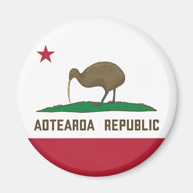 Aotearoa Republic Kiwi Flagga Nya Zeeland Magnet (Framsidan)