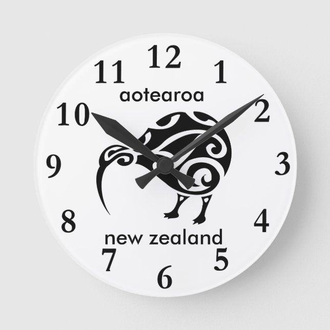 aotearoaNew Zealand kiwi Rund Klocka (Framsida)