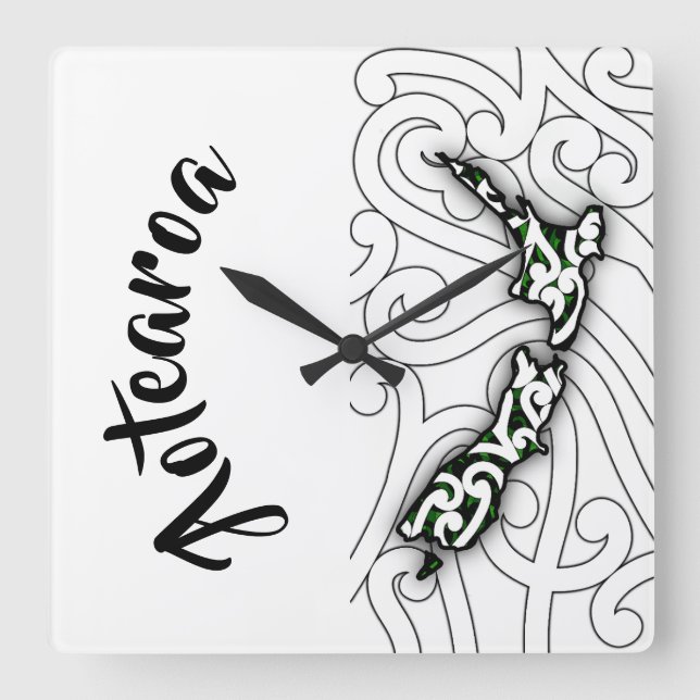 Aotearokur Fyrkantig Klocka (Framsida)