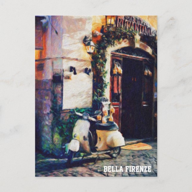** AP12-Italien Florence Motor Scooter Cobblestone Vykort (Framsida)