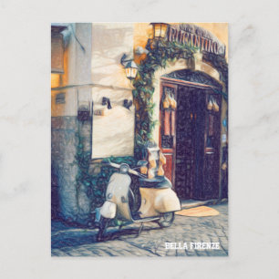 ** AP12 Scooter Florence Italy Cobblestone Italien Vykort