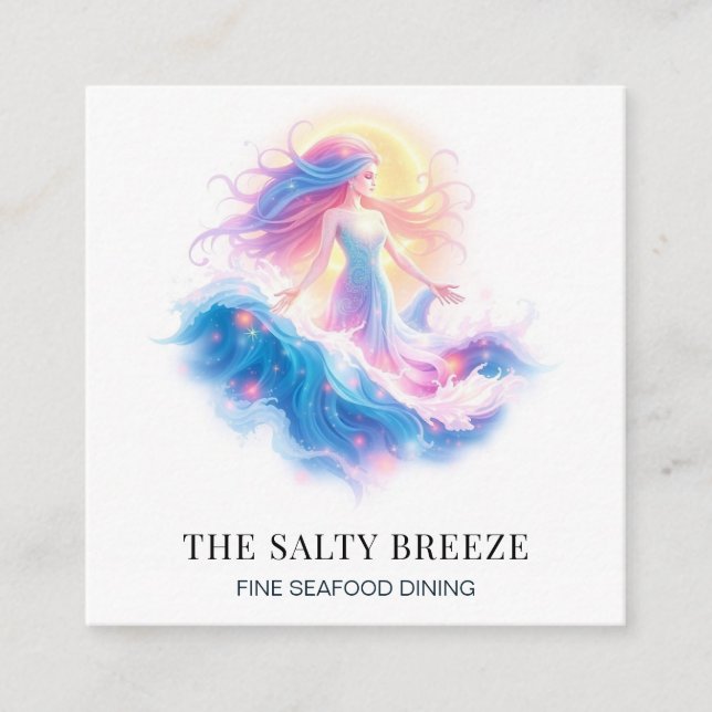 *~* AP13 100 Maritime Beach WAVE Birth of Venus Fyrkantigt Visitkort (Framsida)
