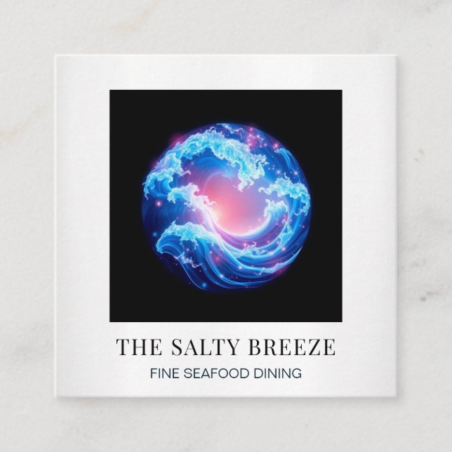 *~* AP13 Beach Wave Spa Massage Reiki Yoga 107 Fyrkantigt Visitkort (Framsida)