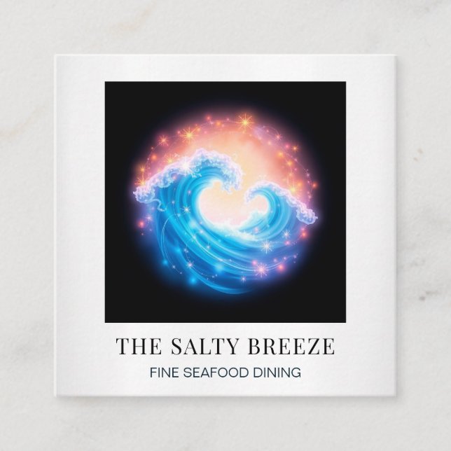 *~* AP13 Beach Wave Spa Massage Reiki Yoga x Fyrkantigt Visitkort (Framsida)