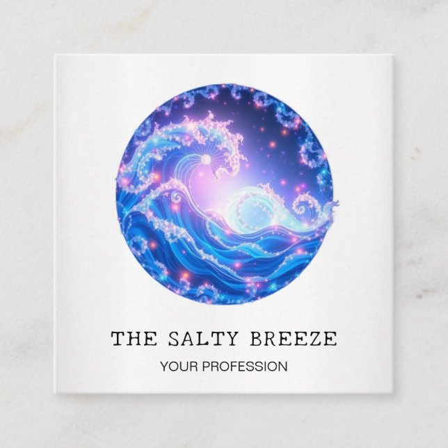 *~* AP13 Nautical Beach Dreamy Vågar Gnistra 95 Fyrkantigt Visitkort (Framsida)