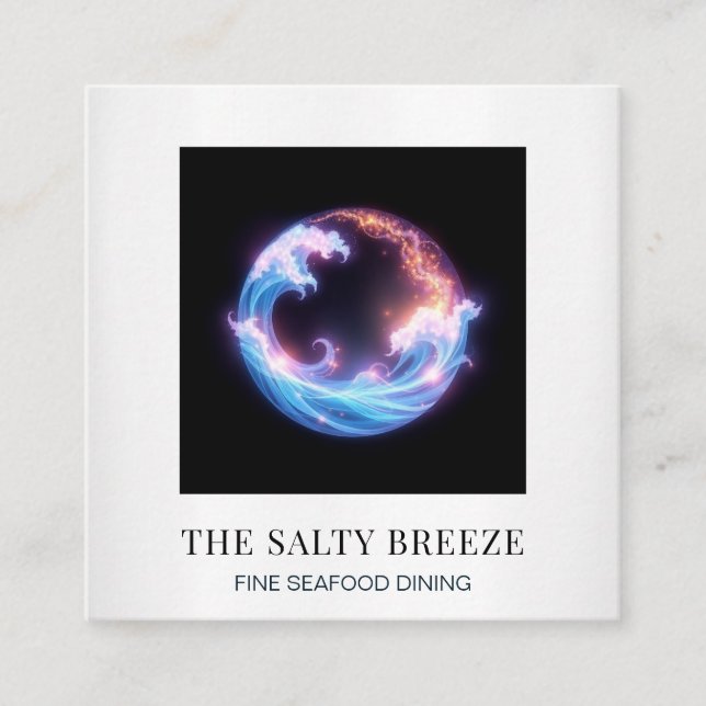 *~* AP13 Wave Restaurant Land Klubb 98 Fyrkantigt Visitkort (Framsida)