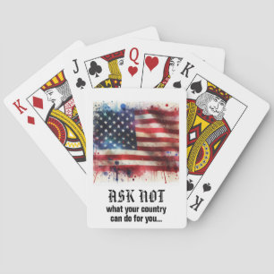 *** AP16 Amerika Flagga 4 citat JFK Fråga Inte Casinokort