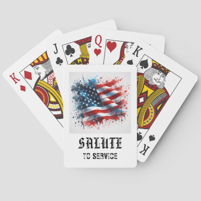 *** AP16 Röd Vit Blå Amerikansk Flagga Spel 2 Casinokort (Baksidan)