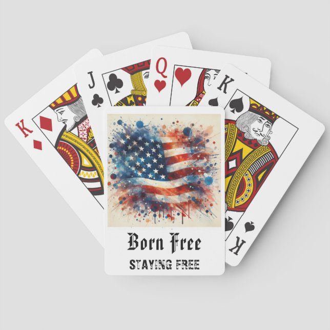 *** AP16 Röd Vit Blå Amerikansk Flagga Spel 7 Casinokort (Baksidan)