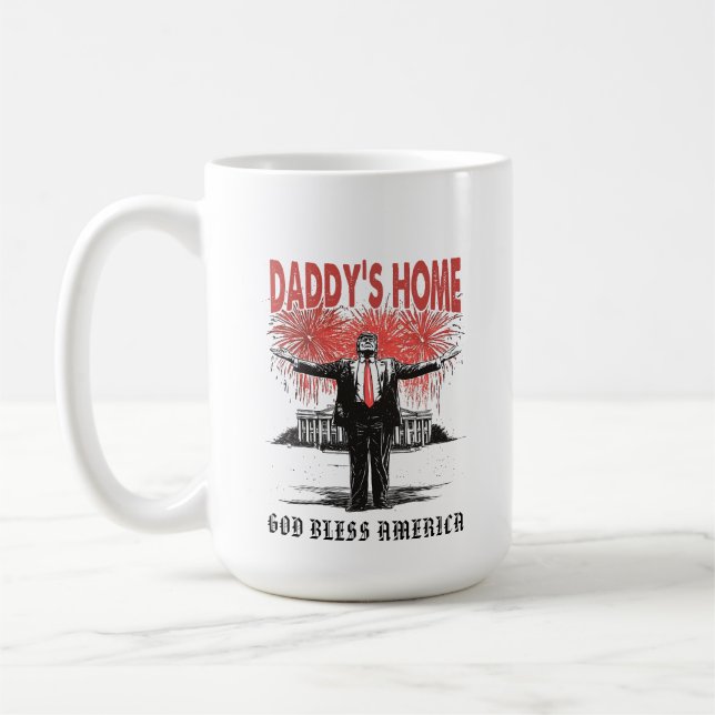 *~* AP16 - Trump Pappa Hemma  MAGA Vita huset Kaffemugg (Vänster)
