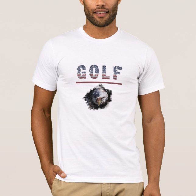 *~* AP16 USA flagga American GOLF EGLE Patriotic T Shirt (Framsida)