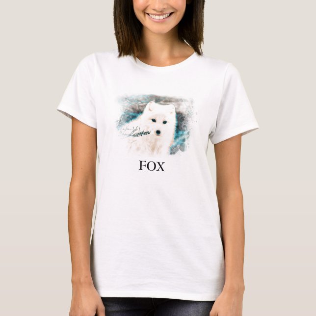 *~* AP18 Trwig Snö Fox White Fox Polar Arktis T Shirt (Framsida)
