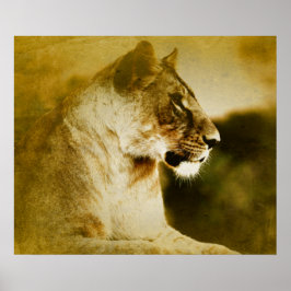 *~* AP23 Konstnärlig vattenfärg Golden LIONESS Art Poster