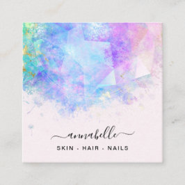 *~* AP26 OPAL Prism Rainbow QR Etheral Dandelion Fyrkantigt Visitkort