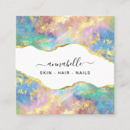 *~* AP26 OPAL Rainbow QR Guld Glitter Etheral  Fyrkantigt Visitkort