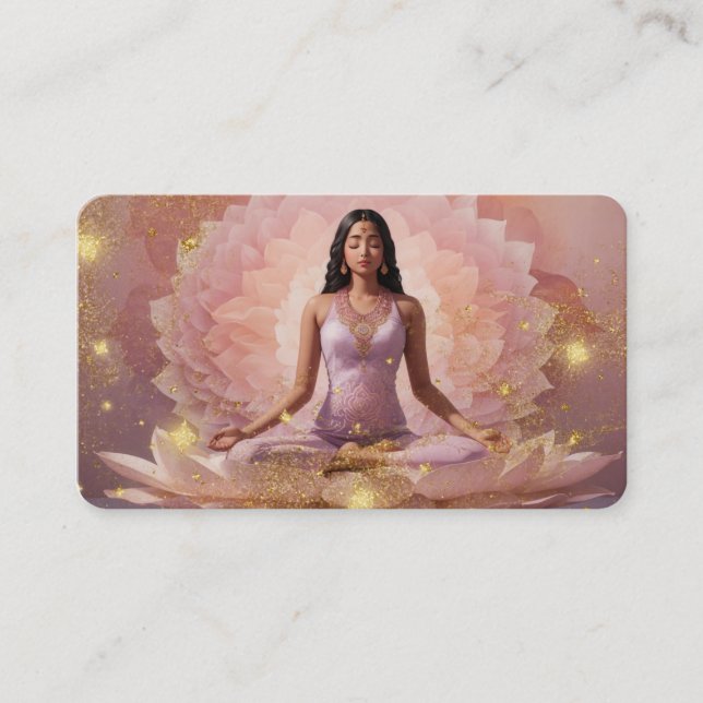 *~* AP32 Dusty Ro Stars Lotus Woman QR Mandala Visitkort (Framsida)