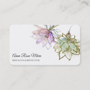 *~* AP32 Rosa Lotus Yoga Flower Zen QR-Logotyp Visitkort