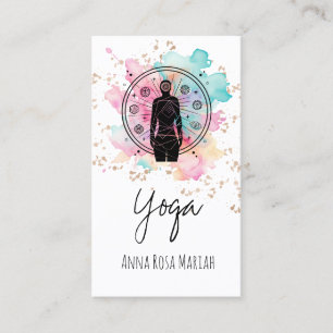 *~* AP33 Glitter Yoga Rainbow Chakra Andlig Visitkort