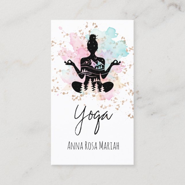 *~* AP33 Gräs Träd Yoga Rainbow Chakra Andlig Visitkort (Framsida)