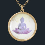 *~* AP33 Lila Buddha Botanical Blommigt Lotus Guldpläterat Halsband<br><div class="desc">(sök-ID AP33 för liknande utformningar) Enkel och minimal Abstrakt Boho Zen Watercolor mjuk med GULD-områden. Det finns alternativ i form och metall som placerar färg i Silver Plate och Guld Plate. * Energetiskt utökad bohemisk botanisk trädgård / Bouquet-Blommigt / Pastel Modern Popular mjukt Colorful Zen Artistic Buddha / Buddhism med...</div>