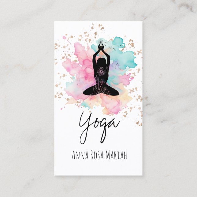 *~* AP33 Rainbow Chakra Andlig Glitter Yoga Visitkort (Framsida)