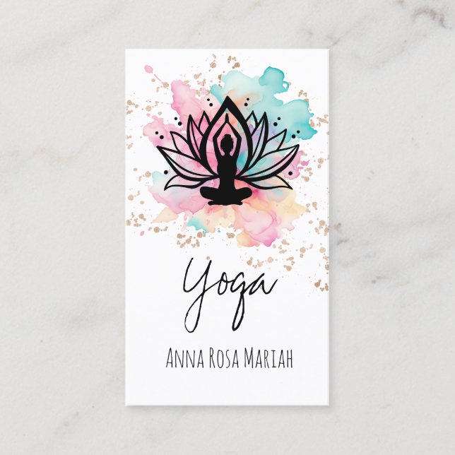 *~* AP33 Yoga Rainbow Chakra Andlig Lotus Visitkort (Framsida)