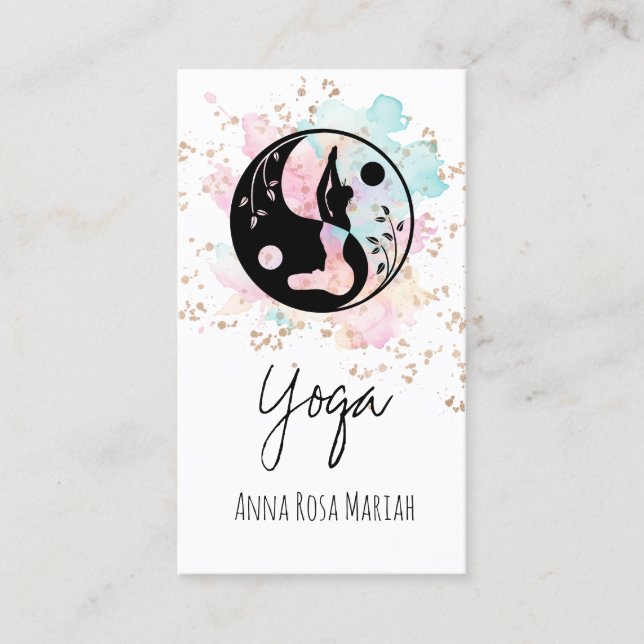 *~* AP33 Yoga Rainbow Chakra Andlig Yin Yang Visitkort (Framsida)