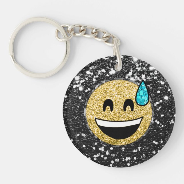 *~* AP40 Grinning QR Ansikte Sweat Emoji Glitter (Framsidan)