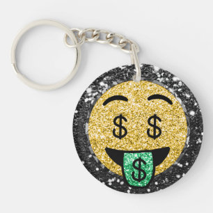 *~* AP40 LUCKY Dollar Signs Grönt Emoji Keychain