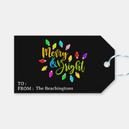 *~* AP44 PHOTO Merry Bright jul Gift-Märkre Presentetikett