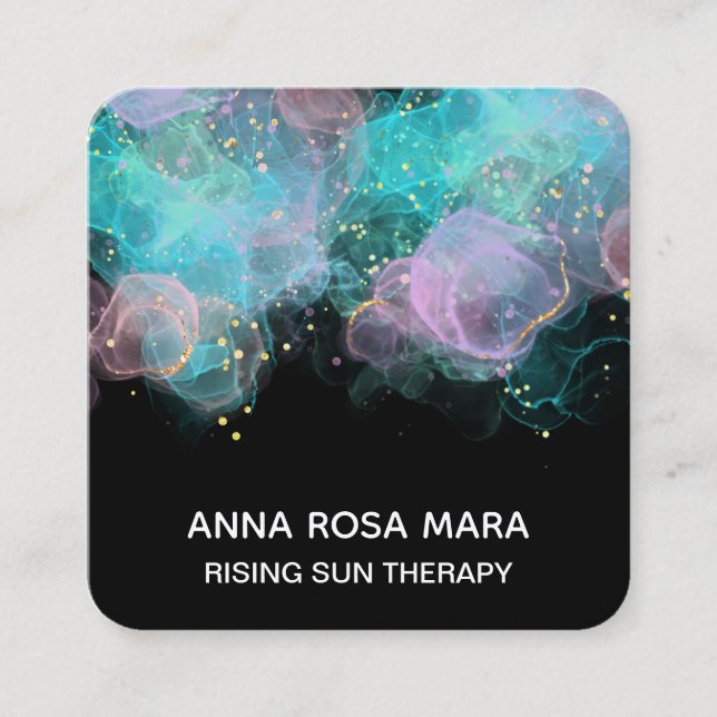 *~* AP46-Logotyp Pastel QR Guld Glitter Abstrakt B Fyrkantigt Visitkort (Framsida)