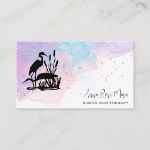 *~* AP46 QR Etheral Beach Marsh Elegant 2 Heron Visitkort