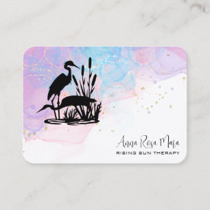 *~* AP46 QR Etheral Beach Marsh Heron Elegant Visitkort