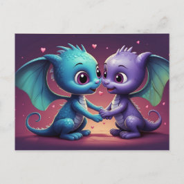*~* AP48 Foto Inbjudan Drak Dino Hjärta Postkort
