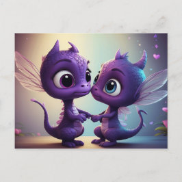 *~* AP48 FOTO Inbjudan Drak Dino Tecknad Postkort