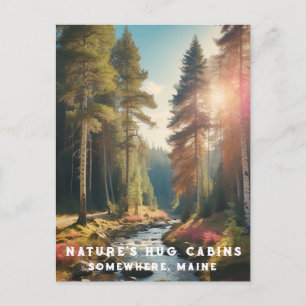 *~* AP49 Maine Forest Skogen Stream Vacation Natur Vykort