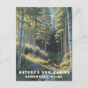 *~* AP49 Natur Maine Forest Skogen Vacation Stream Vykort