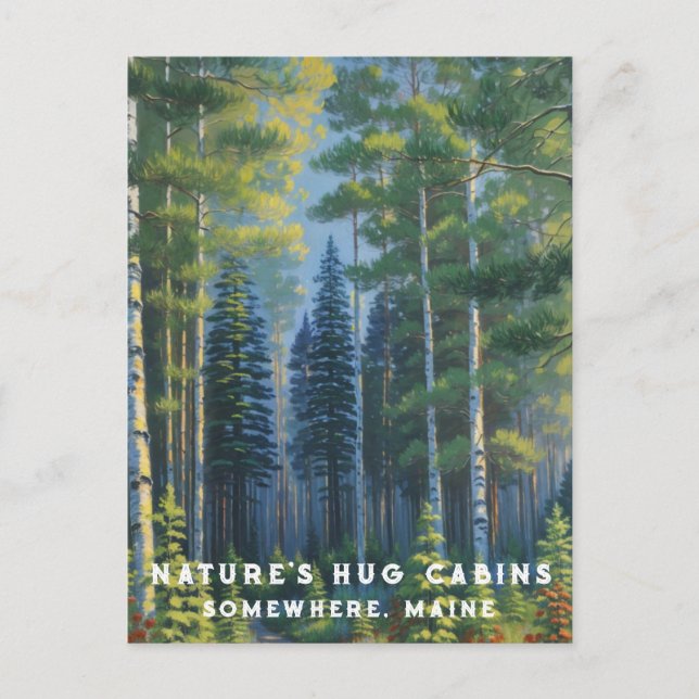*~* AP49 Natur Maine Forest Skogen Vacation Väg Vykort (Framsida)