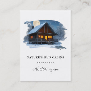 *~* AP49 Rustic Cabin Cottage QR Snowy Måne Visitkort