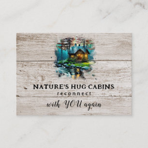 *~* AP49 Rustic Cabin QR Snowy Wood Planks Visitkort