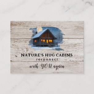 *~* AP49 Rustic Cabin QR Wood Planks Måne Visitkort