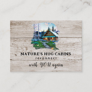 *~* AP49 Rustic Cabin QR Wood Planks Visitkort