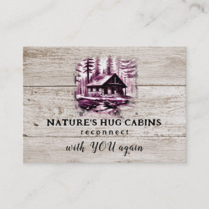 *~* AP49 Rustic Cabin Sketch QR Wood Planks Visitkort