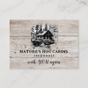 *~* AP49 Rustic Cabin Sketch Wood Planks QR Visitkort